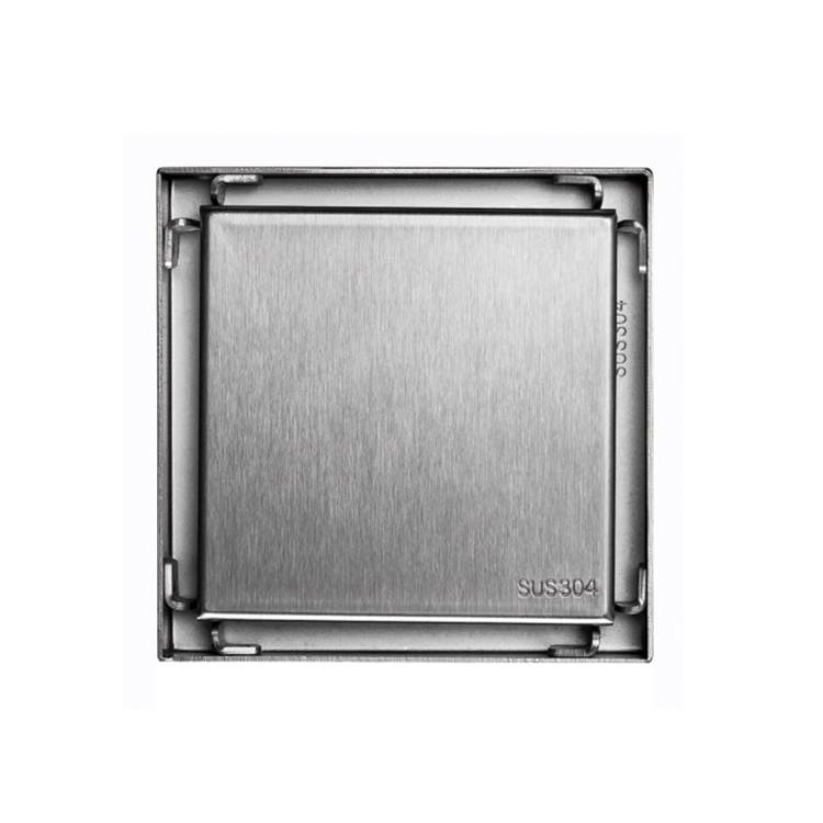 4 Inch Sus304 Stainless Steel Square Shower Floor Drain With Tile Insert Invisible Grate Cover Strainer Brushed Bathroom Drainer